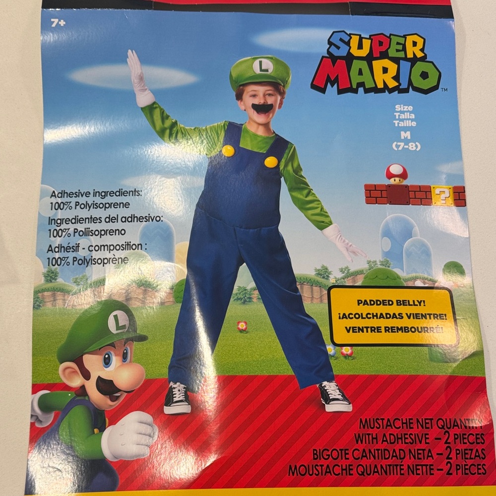 Luigi Costume, size kids 7-8